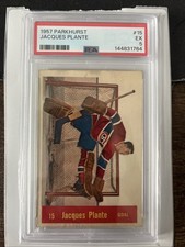 1957 Parkhurst Jacques Plante Rookie PSA 5 Canadians Hall of Famer Tough Card. rookie card picture