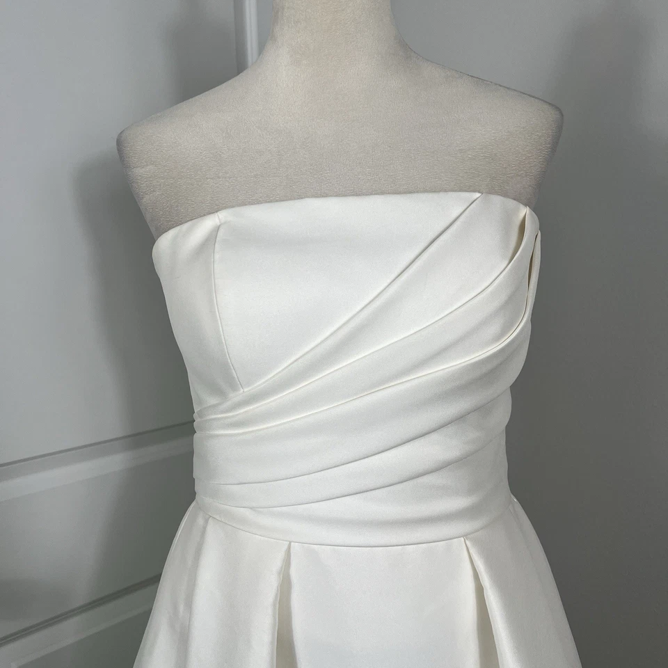 Vestido de novia Justin Alexander Estelle (etiqueta talla 10) marfil sin tirantes línea A Foto 2 de 4