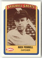 1990 SWELL BASEBALL GREATS #86 RICK FERRELL BOSTON RED SOX