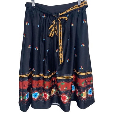 Voodoo Vixen Skirt Womens Small Charlotte Border Print Swing Rockabilly Pin Up