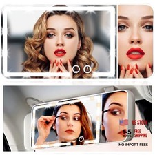 Led Car Sun Visor Vanity Mirror Upgraded Large Vanity Makeup Universal Rear