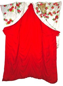 Vintage Japanese Silk Uchikake Wedding Kimono Embroidered Goshoguruma Floral
