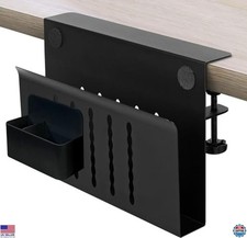 Under Desk Laptop Holder with Anti-Scratch Pad  Magnetic Pen Holder - Clamp-On