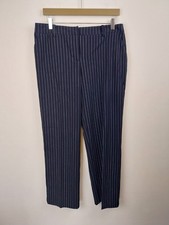 NA-KD Trousers EU 40 Navy Pinstripe Straight Leg Smart Work Pants New