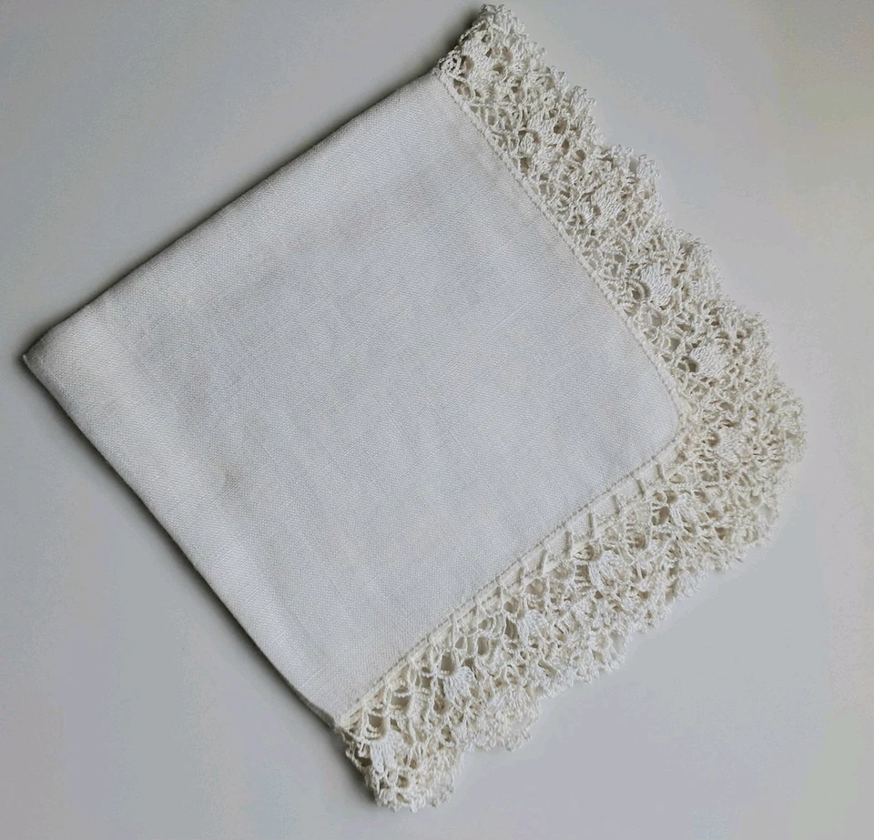 Lote de 4 pañuelos blancos con borde de ganchillo de colección #22 Foto 2 de 4