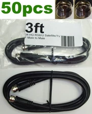 Lot50pack/pk 3ft RG6 Screw on F, 75ohm Coax/Coaxial TV/Satellite/Cable/HDTV Wire