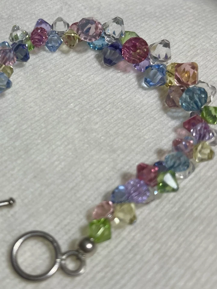 Cluster Style Bicone Austrian Crystals 925 Sterling Silver 7.5 Inch Bracelet - Image 3 of 4