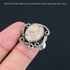 Peanut Wood Jasper Stone New Statement Ring Jewelry Size 7.5 925 Sterling Silver