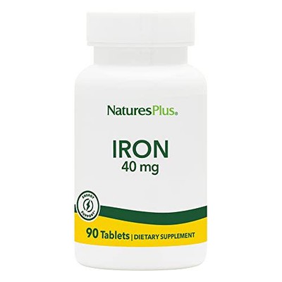 NaturesPlus Iron - 40 mg, 90 Tablets - Vegetarian, Gluten Free - 45 Servings