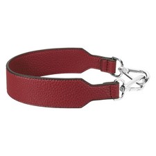16 Inch Leather Purse Strap, Pebbled Pattern with Silver Buckle, Dark Red