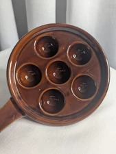 Escargot Baking Dish Bakers Brown Ceramic with Handle Vintage 