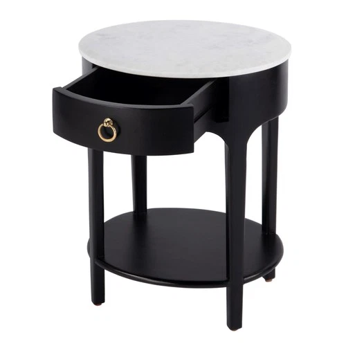 Butler Specialty Company Ellen 18.25 in. W Oval Marble Top Nightstand - Black - Picture 3 of 10