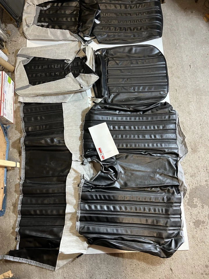 1966 Chevrolet Impala/SS 2 Black Front Bucket Seat Covers+Rear Bench Vintage - Image 2 of 4