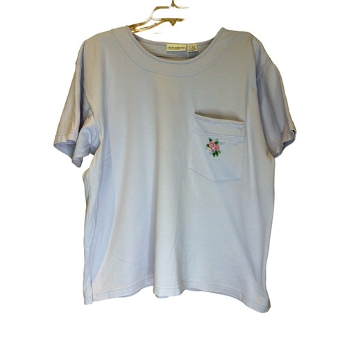 Vintage 90's Women's Liz Claiborne Short Sleeve Embroidered Shirt, Lavender, 1X