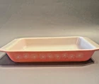 Vintage Pyrex 548-B 1 1/4 QT Pink Daisy Space Saver Casserole Baker No Lid