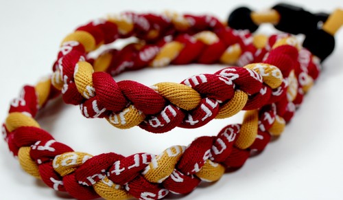Maroon Scarlet Crimson Gold 3-Rope Twist Titanium Necklace – Tornado Baseball Chain Style