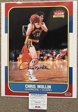 Chris Mullin 1986/87 Fleer Rookie Blowup Autographed Signed 11x14 photo PSA/DNA