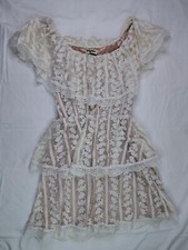 Show Me Your Mumu Ivory Lace Champagne Ruffle BOHO Dress Wedding Cap Sleeve SZ S