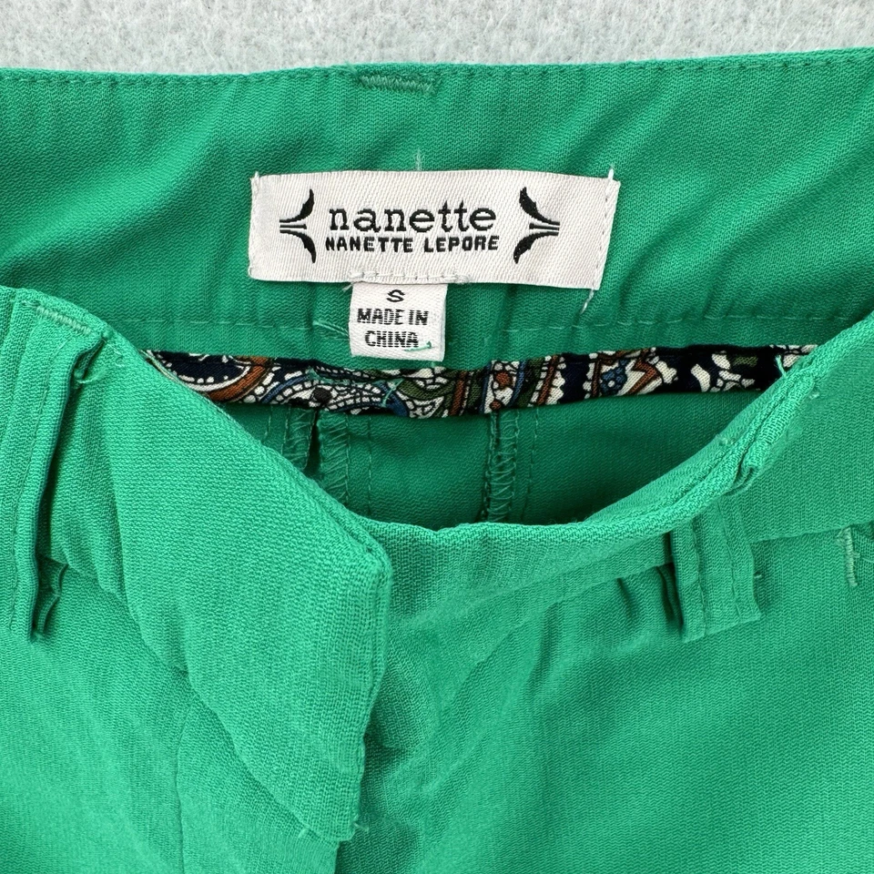 Pantalones Cortos Nanette Lepore Para Mujer Talla Pequeña Tiro Medio Verde Chino Elegante Informal Foto 3 de 4