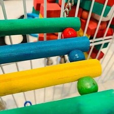 Wooden Colorful Swing for Bird Cage Parrot Biting Bell Swing Parrot Bite Toy