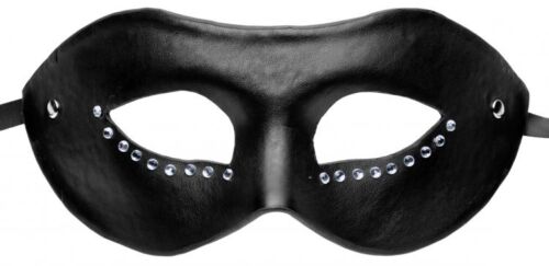 The Luxoria Masquerade Mask Vegan Leather and Crystal Shades of Grey Design - Picture 2 of 3