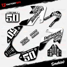 Black & White Smokin Racing Graphics Kit fits 04-12 Honda Crf50 CRF 50 Decals