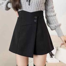 pantaloni corti gonna pantaloncini donna nero invernali morbidi 35631