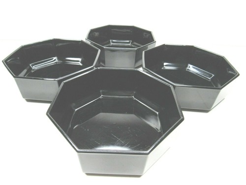 4 Arcoroc France Octime Black Cereal Bowl Set Octagonal Shiny Glass Salad Soup Ebay