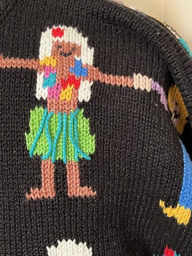 VTG Novelty Sweater Cardigan Christine Foley Colorful It’s A Small World SIZE 1 - Picture 9 of 24