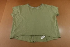 Terra & Sky Womens 1X Olive Green Short Sleeve Pleated Back Pullover Tee New