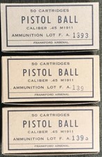FRANKFORD ARSENAL EARLY WAR  M1911 .45 ACP WWII NEW REPLICA 50 ROUND AMMO BOXES