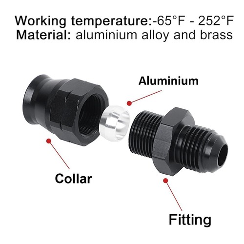 6AN Male To 3/8" Tube Hardline Fuel Line Adapter Fitting Tubing compression 2Pcs - Picture 4 of 15