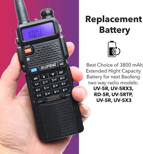 BAOFENG POFUNG BL-5L 7.4V Extended 3800mAh Battery for UV-5R BF-F8 UV-5R+ - Picture 2 of 19