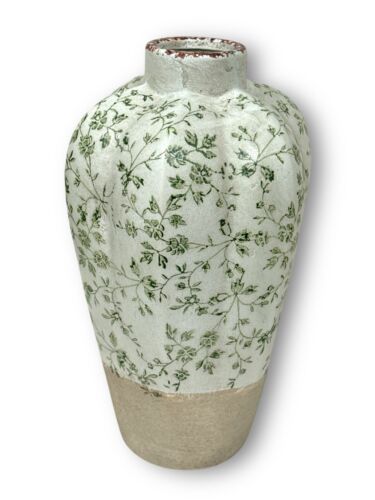 Large Clayre & Eef Cottage Flower Vase Ceramic Flower Tendril Green 34cm New - Picture 2 of 7