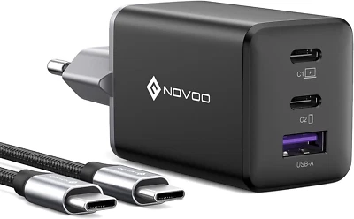 NOVOO 67W USB C Ladegerät Gan Ⅲ USB C Netzteil 3-Port Mit Schnellladeleistung Ko