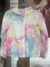 Justice Girls Full Zip Lightweight Windbreaker Jacket Girls 12 w Hood Ex Cond