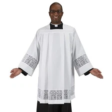 Surplice Latin Cross and IHS Lace XL Church Clergy Cassock Not Included New