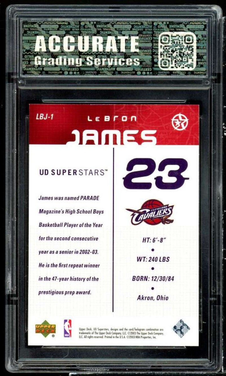 Lebron James Rookie Card 2003 UD Super Stars #LBJ-1 AGS 10 GEM MT