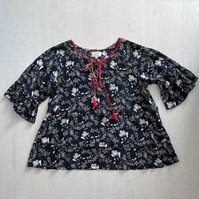 NWT Jade by JOHNNY WAS Floral silk top Sz M Blue white tunic blouse