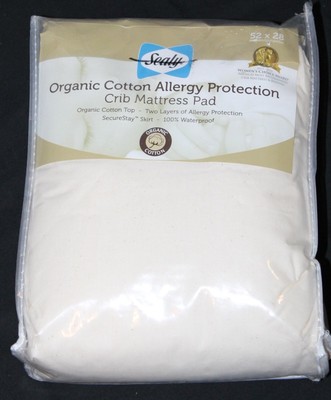 sealy allergy protection crib mattress pad cover with organic cotton top