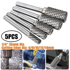 5Pcs 1/4'' Tungsten Carbide Burr Die Grinder Shank Set 6-14mm Rotary Drill Bits