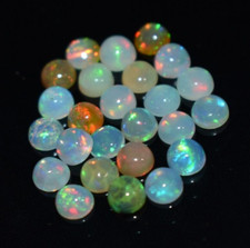 Natural White Ethiopian Opal Round Shape Cabochon 25 Pc Gemstone Lot 9.5 Ct 5X5m