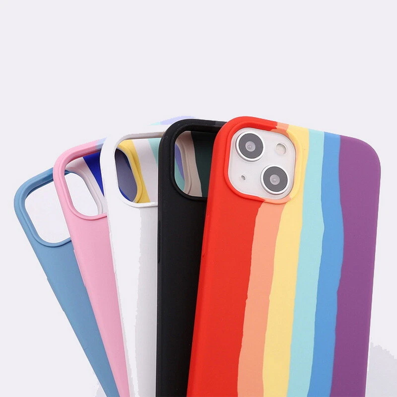 Original Liquid Rainbow Silicone Case Cover for Apple iPhone 11 Pro Max  SE2020 X XR Xs Max 7 8 Plus Rainbow Watchband Same Case with Retail Box  (for