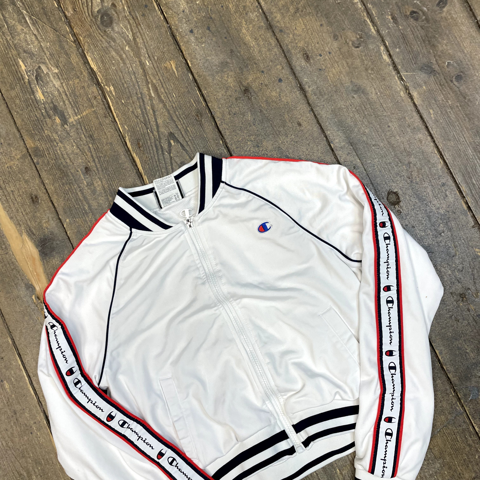 Champion Sweatshirt Womens Y2K Full Zip Training Jumper, White, Small image 3
