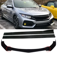Front Bumper Lip Splitter Spoiler Body Kit +Side Skirt For Honda Accord Coupe