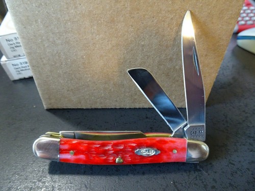 CASE XX CA-31951 POCKET KNIFE "MED STOCKMAN" 3.66 CL DARK RED BONE . 2-CV BLADE - Picture 10 of 12