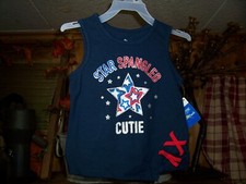 PATRIOTIC GIRLS TODDLER STAR SPANGLED CUTIE SHIRT SIZE 3T JULY 4TH THEME BLUE