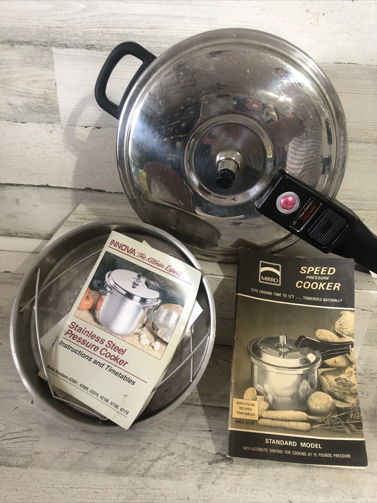 Innova 6 Quart Stainless Steel Pressure Cooker Model 42106 with Instructions