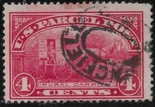 1913 US Scott#Q4 4 Cent Parcel Post Rural Carrier Used VF HORSES