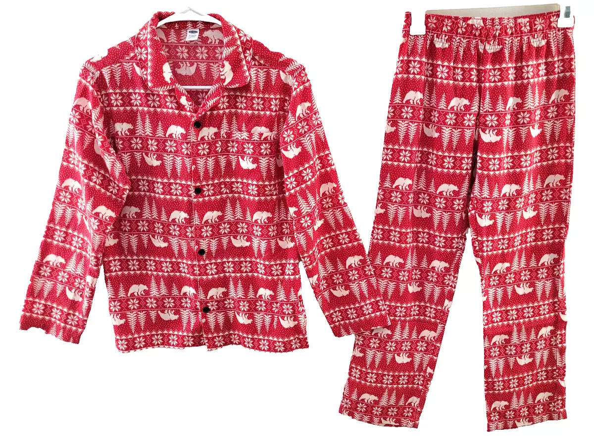 OLD NAVY Girl's Red Bear Snowflake Top Pants PAJAMA LOUNGE SET Extra Large  14-16